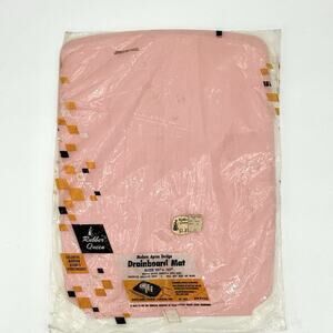 Vintage Rubber Queen Pink Dish Drainboard Mat 15x20 NOS MCM Kitchen USA #6020